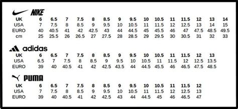 adidas vs puma size chart.